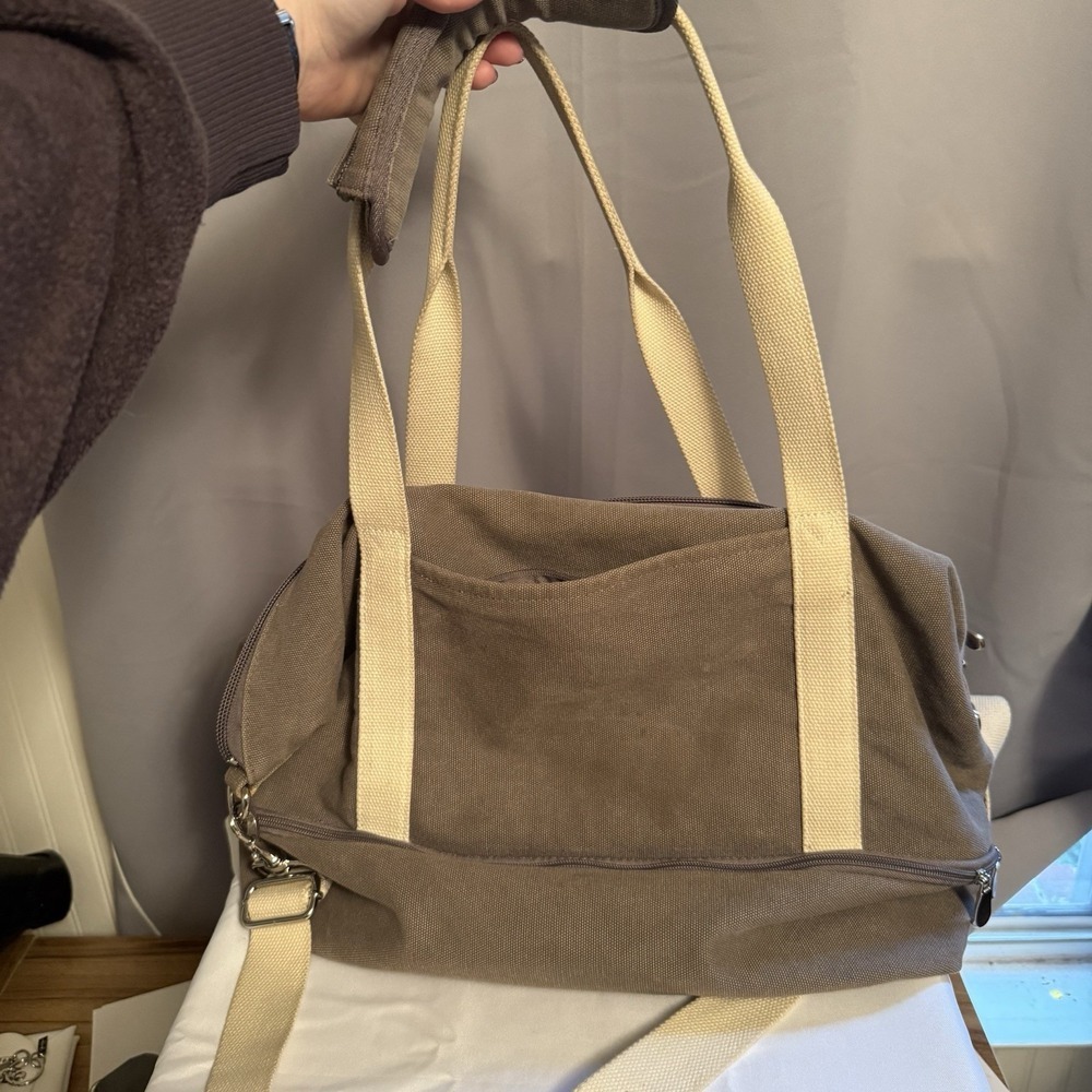 Lo & Sons Canvas Gray Zipper Travel Duffle Bag W/Shoes Compartment Weekender